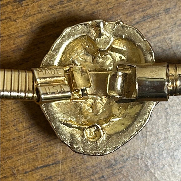 Vintage Retro Lions Head Stretch snake Belt Gold Tone Zodiac Leo - Picture 6 of 13